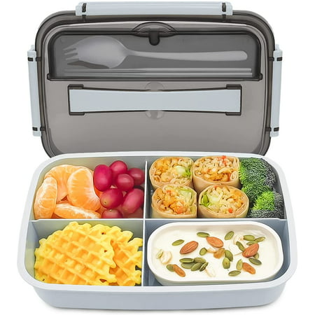 Bento Box Adult Lunch Box, Lunch Containers for Adults, Bento Lunch Box for  Kids with Compartments, Sauce Container, Chopsticks and Spork, Gray |  Walmart Canada