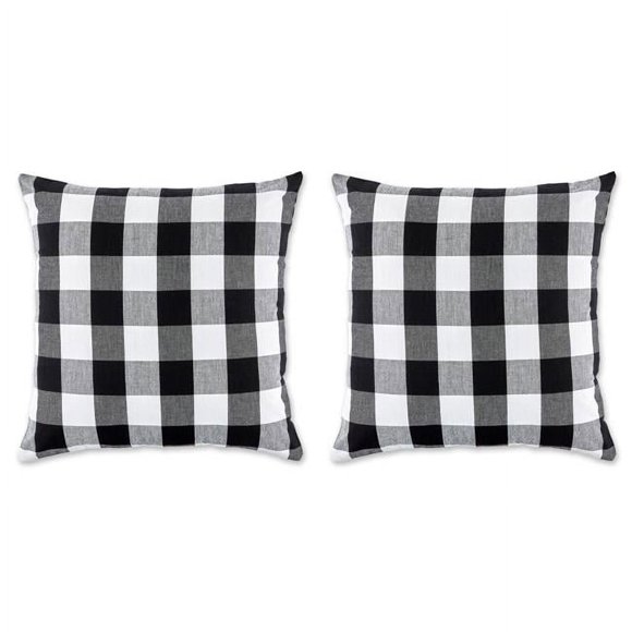 Design Imports Z02373 20 x 20 in. Black & White Buffalo Check Pillow - Set of 2