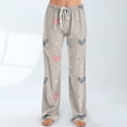 thumbnail image 2 of Women's Comfy Pajama Lounge Pants Heart Graphic Print Pjs Drawstring Jogger Wide Leg Athletic Pants, 2 of 4