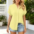 thumbnail image 6 of Blouses for Women Summer V Neck Short Sleeve Button Down Shirts Business Casual Tops Women's Clothing, 6 of 7