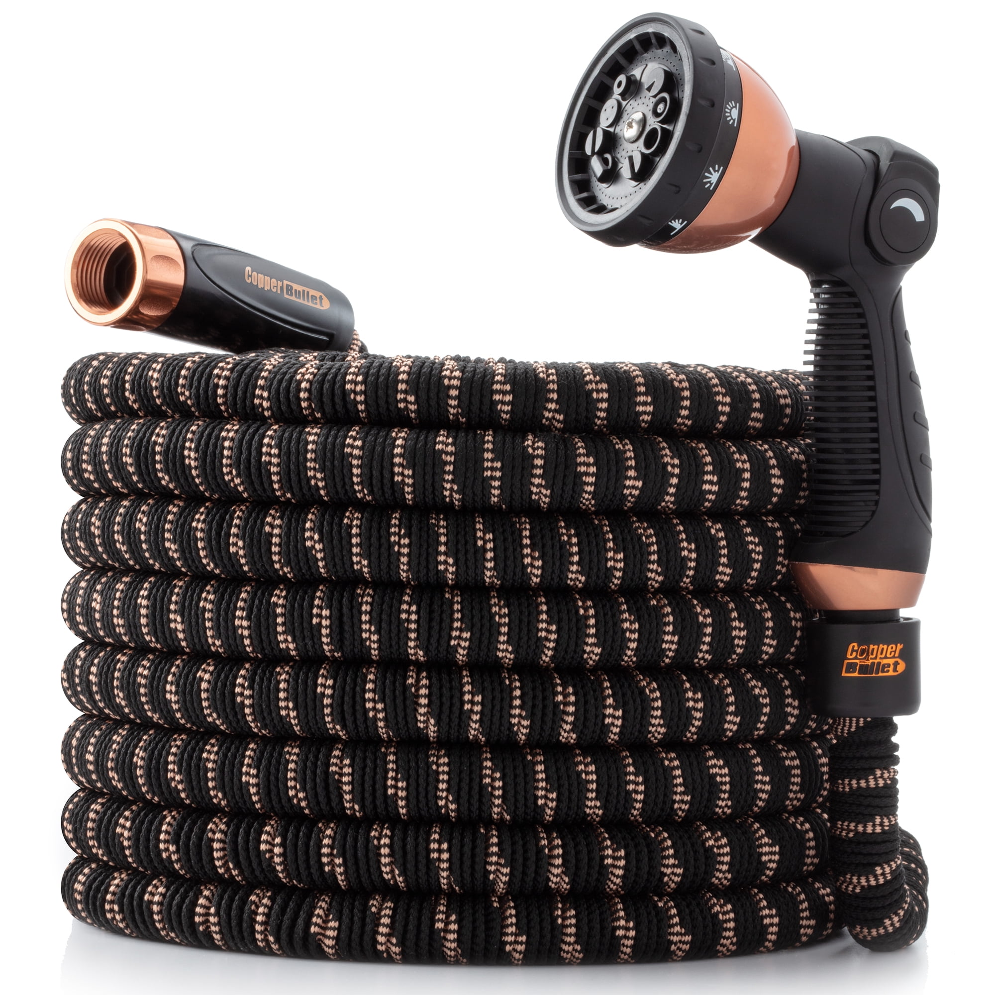 100 Ft Long Copper Bullet Hose Pocket Hose Copper Bullet With Thumb Spray Nozzle AS-SEEN-ON-TV Expands