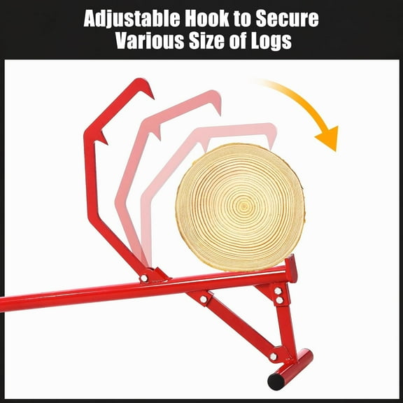 Acekid Timberjack Adjustable Log Lifter Heavy Duty Steel Log Roller Cant Hook Tool With 11 Inch Non-Slip Grip Handle Logging Tool For Rolling Red 51 Inch