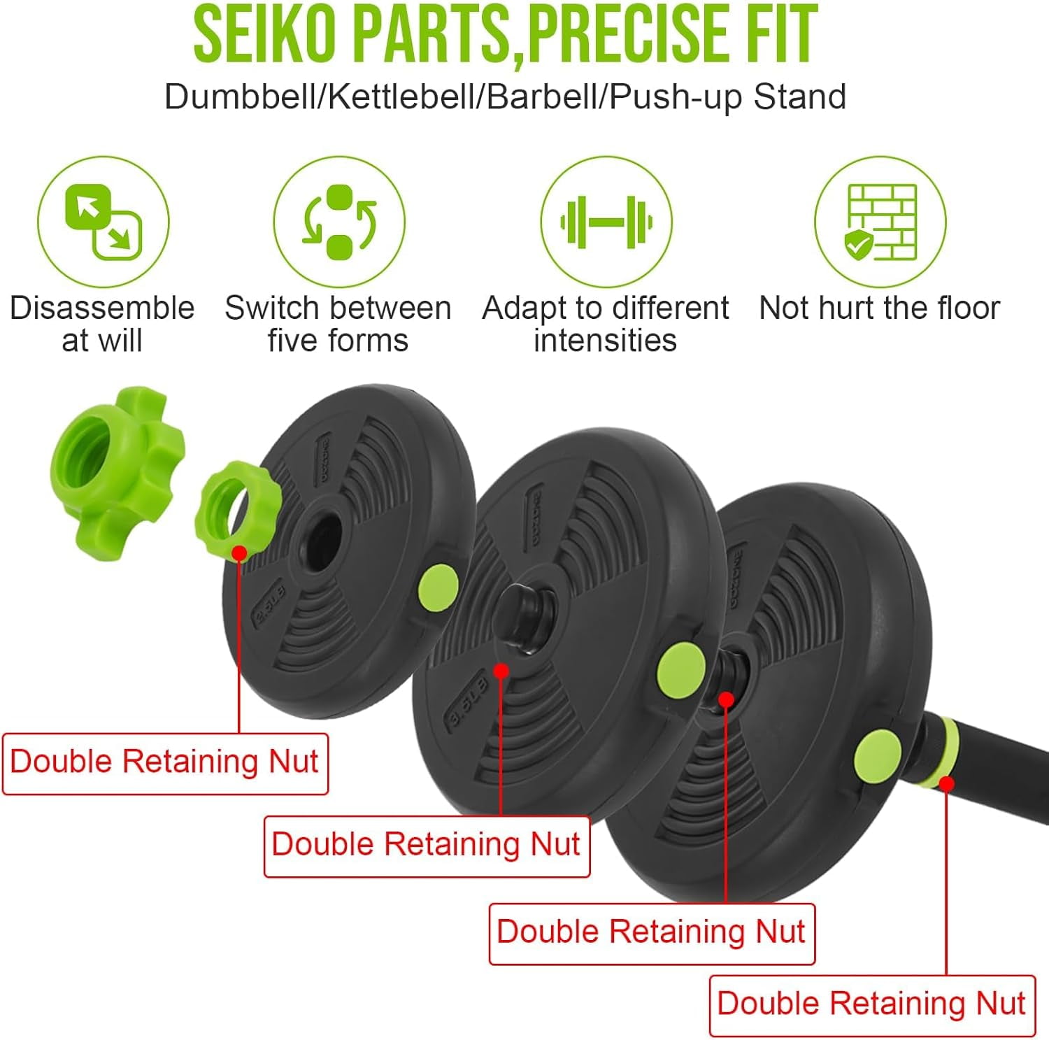 44/66/88 Lbs Adjustable  Set, 4-in-1  Weights with Connector for Home Gym