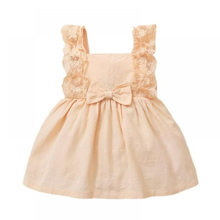 

Toddler Baby Girl Cotton Linen Dress Summer Ruffle Sleeveless Kids Princess Party Dresses Sundress