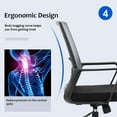 thumbnail image 4 of BestOffice Home Office Chair Ergonomic Swivel Rolling Executive Lumbar Support Task Adjustable Stool, Grey, 4 of 7