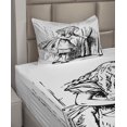 thumbnail image 2 of Ambesonne Cartoon Fitted & Top Sheet Set with Sham, Adventure, Black White, 2 of 4