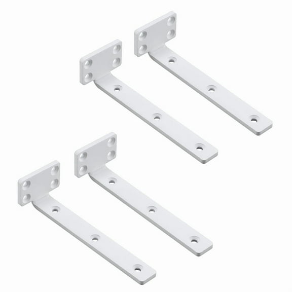 4Pcs Floating Shelf Bracket 6 Inch, Industrial Heavy Duty Shelf Brackets L Brackets Hidden Metal Shelf Bracket,4Pcs * Floating Shelf Bracket 6 Inch,White