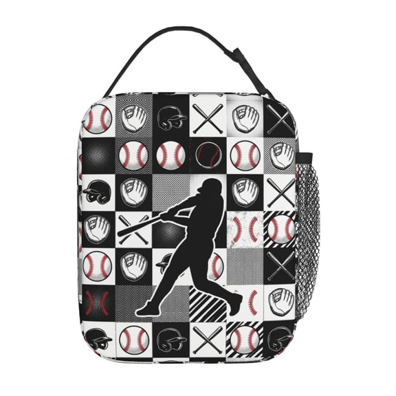 Baseball Insulated Lunch Box Reusable Lunch Bag Women Men Cooler Tote Bag For Work Picnic Travel Office Outdoors