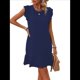 thumbnail image 1 of Vestidos de Verano para Mujer, Cuello Redondo, Corta, Dobladillo con Volantes, Vestido Mini Informal, Azul Oscuro, Talla S, 1 of 7