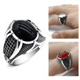 thumbnail image 2 of Skymirror Men Ring Retro Rhinestone Inlaid Alloy Men Vintage Double Swords Finger Ring Jewelry for Party, 2 of 8
