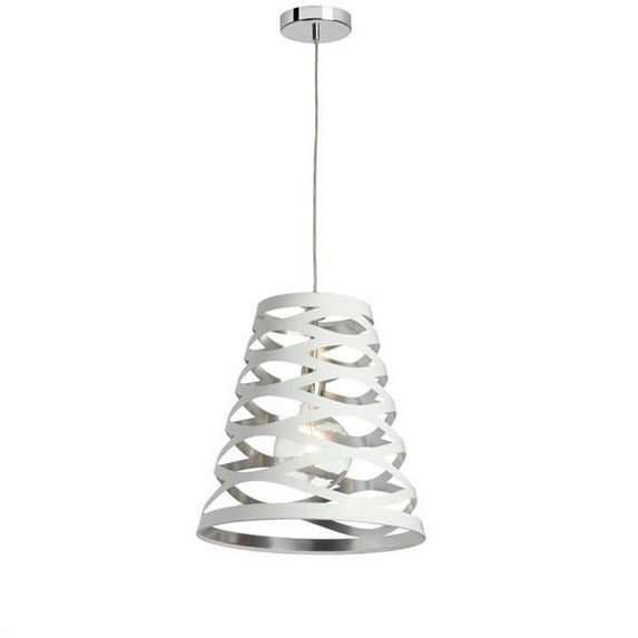 Dainolite CUT14-693 1 Light Cut Out Pendant with White on Silver Shade