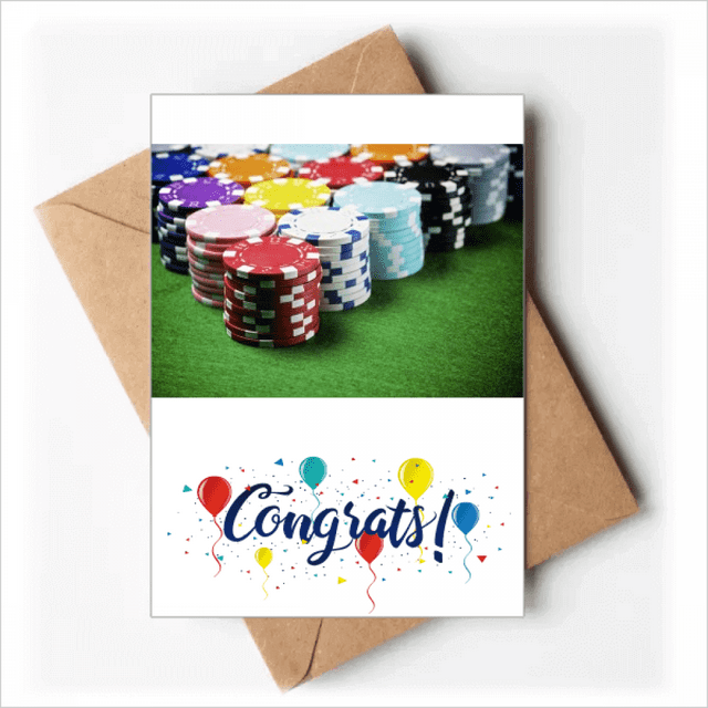 Chip Green Table Gambling Photo Wedding Cards Congratulations Greeting Envelopes