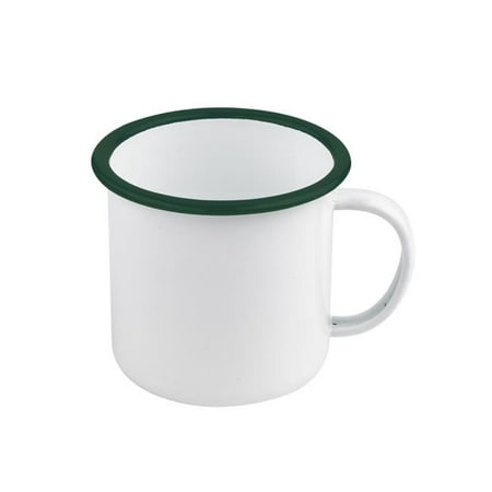

Packnwood 294ENMUG500 4.7 x 3.5 in. 17 oz Rim Enamel Mug White with Green - 12 Piece