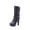 Dark Blue, variant on Black Womens Ankle Boots With Belt Buckle Accent Thick High Heel Chunky Sole Solid Color Design For Fall Winter Trendy Fashion Wear Size 36