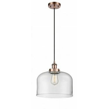 916-1P-AC-G72-L-Innovations Lighting-Bell - 1 Light Cord Hung Mini Pendant In Industrial Style-11.38 Inches Tall and 12 Inches Wide-Antique Copper