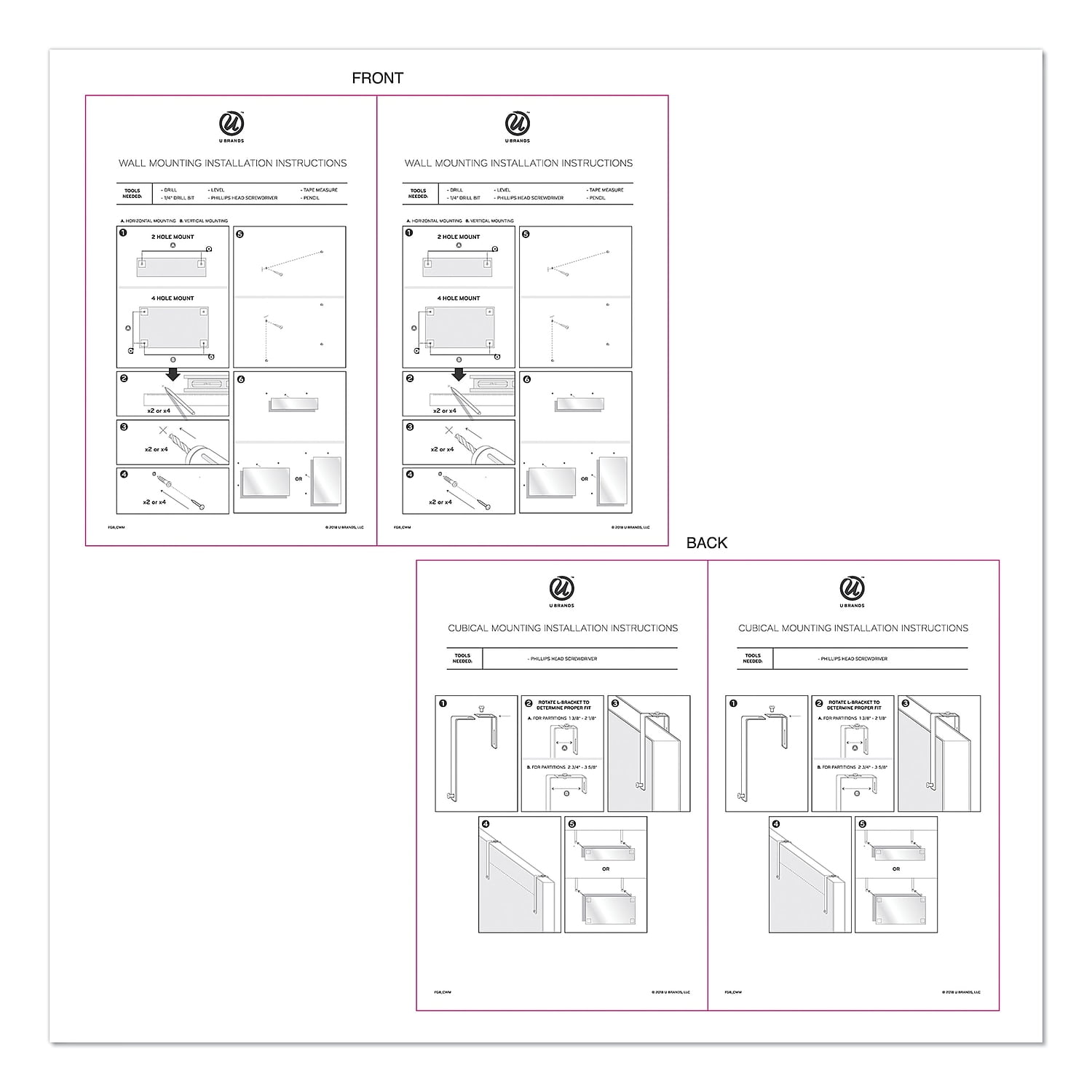 U Brands Cubicle Glass Dry Erase Undated One Week Calendar Board 20 x 5.5 White 3688U00-01