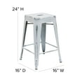 thumbnail image 5 of Emma + Oliver Commercial Grade 24"H Backless Distressed White Metal Indoor-Outdoor Stool, 5 of 8