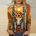 thumbnail image 3 of JTZGDY Western Shirts for Women Plus Size Ethnic Style Tops Plus Size 3/4 Lenght Sleeve Vintage Bleached Crewneck Tunic Tees Loose Oversied Graphic Tshirt Tops Multicolor#15 XXXL, 3 of 6