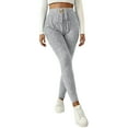 thumbnail image 4 of Women's High-Waisted Stretch Ribbed Knit Leggings, Comfortable Warm Soft Sweater Pants for Casual Loungewear, Home Wear, and Everyday Comfortable Outfits,Light Gray,S, 4 of 8