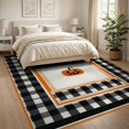 thumbnail image 3 of ODIKA 8'x10' Washable Area Rug Halloween Plaid Pumpkin Striped Border Door Doormat Layering for Living Room, Under Sectional, Family , Durable, Non-Slip, 3 of 7