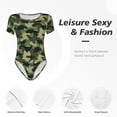 thumbnail image 6 of Uemuo Camouflage Dinosaur Pattern Women's One Piece Short Sleeve Swimsuit Rash Guard Surfing Modest Quick-drying Swimsuit Beach Essentials-Medium, 6 of 9