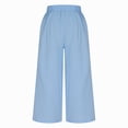 thumbnail image 6 of Fartey Women's Cotton Linen Wide Leg Pants Button Elastic High Waist Casual Palazzo Pant Solid Color Breathable Beach Holiday Trousers, 6 of 8