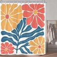 thumbnail image 4 of Retro Boho Floral Abstract Shower Curtain, 60s 70s Mid Century Vintage Cute Orange Flower Botanical Shower Curtain for Bathroom, Modern Minimal Style Fabric Bath Curtain Set Decor with Hooks 69X70IN, 4 of 6