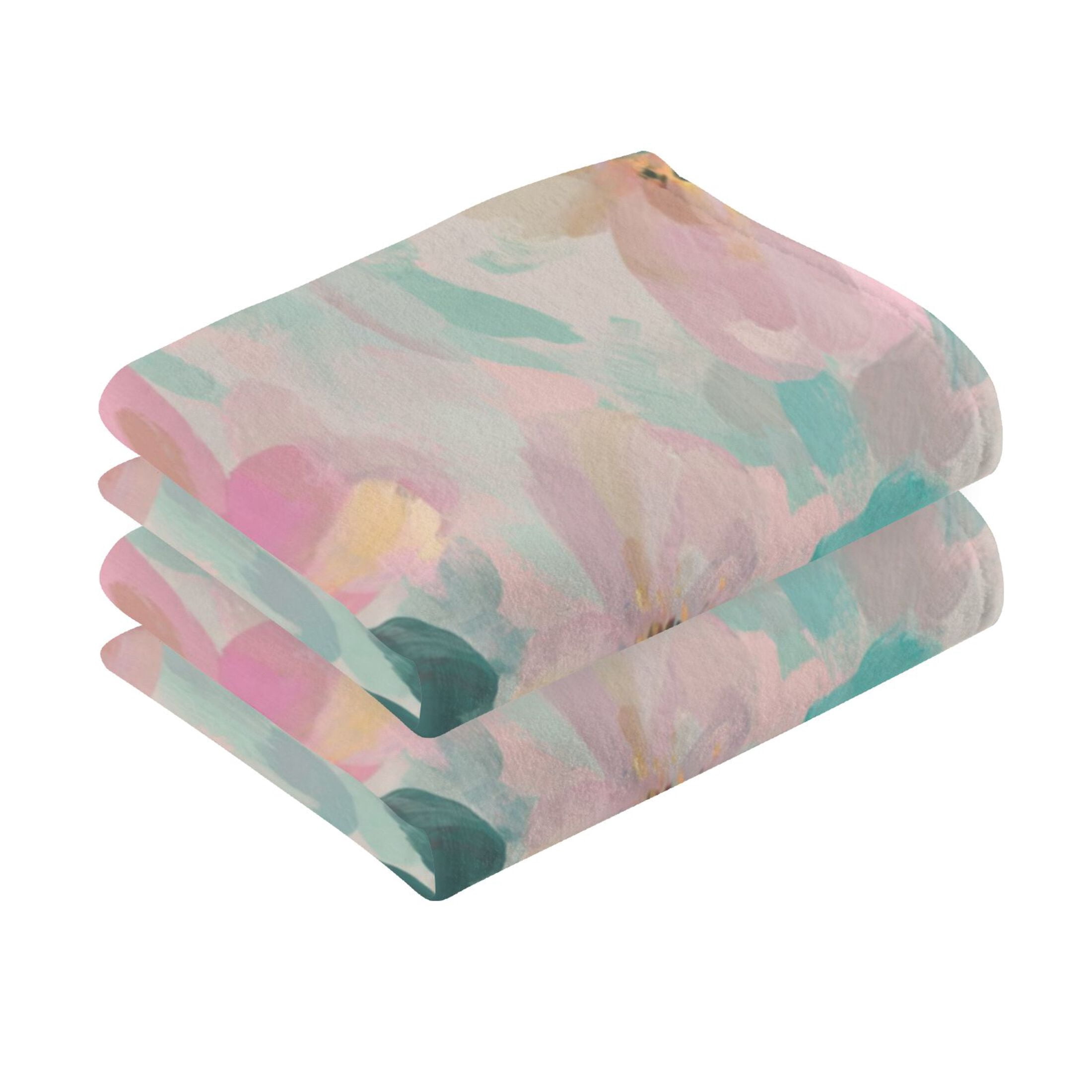 2 Pcs Hand Towels Sets Coral Floral Print Cotton Towel Set Absorbent Face Towel for Bathroom Kitchen Shower Hotel Decor