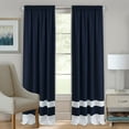 thumbnail image 3 of Darcy Two-Tone Rod Pocket Window Curtain Valance with Pick-Up Accents, Home Décor for Any Room, Navy, 3 of 3