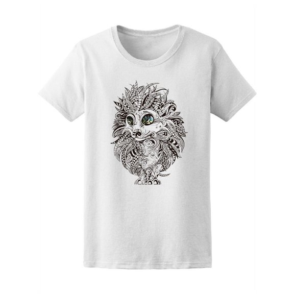 Cute Tribal Hedgehog Silhouette T-Shirt Women -Image by Shutterstock, Female Large