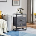 thumbnail image 6 of VECELO Set of 2 Glass Top Nightstand with 2-Drawer, Modern Side End Table with Open Storage Shelf for Bedroom Living Room Office, Charcoal Gray, 6 of 8