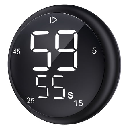 Digitial Kitchen Timer Smart Productivity Countdown with Magnetic Desk Timer in Classroom ADHD for Kids with 5 15 25 45Mins Shortcut Setting (Black)