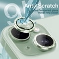thumbnail image 5 of JETech Camera Lens Protector for iPhone 15 6.1-Inch and iPhone 15 Plus 6.7-Inch, Bling Glitter Individual 9H Tempered Glass Metal Ring Cover, HD Clear, 2-Pack (Green), 5 of 6