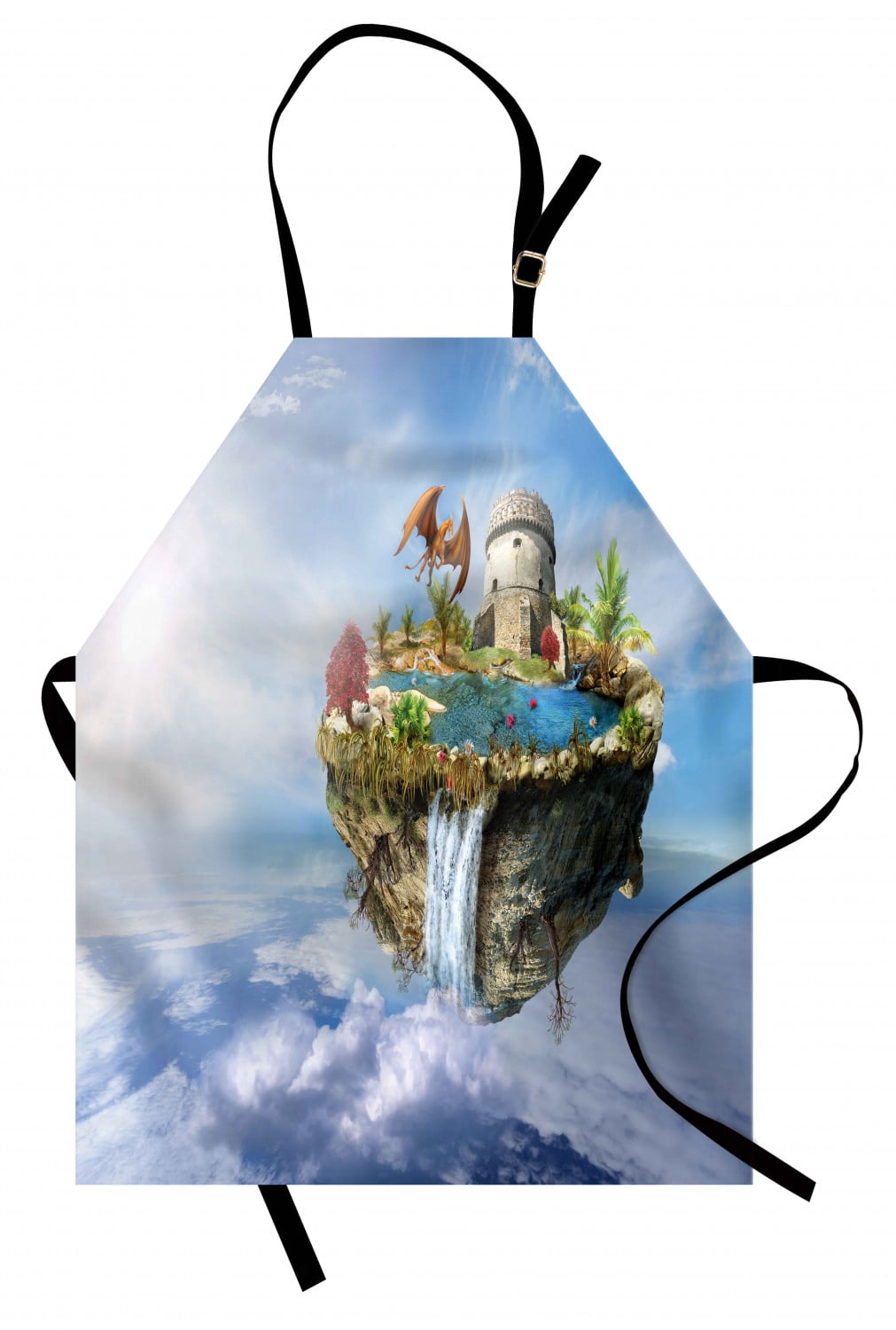 Castle Apron Fantasy Apron Island with Dragon Castle Tower Waterfall and Flipped ...