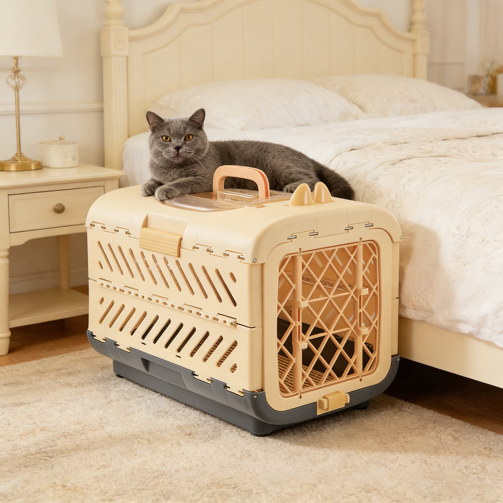 Collapsible Dog Crate for Medium/Small Dogs - Foldable Dog Cage No-Tool Assembly, Travel Dog Crate - Easy to Carry, Space-Saving, Indoor Outdoor Use, 19.88"(L) X12.6"(W) X15.15"(H) (1PC, Yellow)