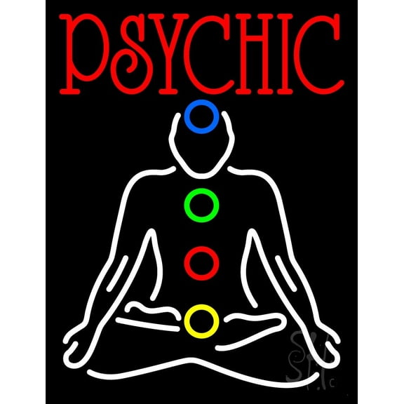 Red Psychic LED Neon Sign 31" Tall x 24" Wide - inches Black Square Cut Acrylic Backing, with Dimmer - Bright and Premium built indoor LED Neon Sign for Storefront.
