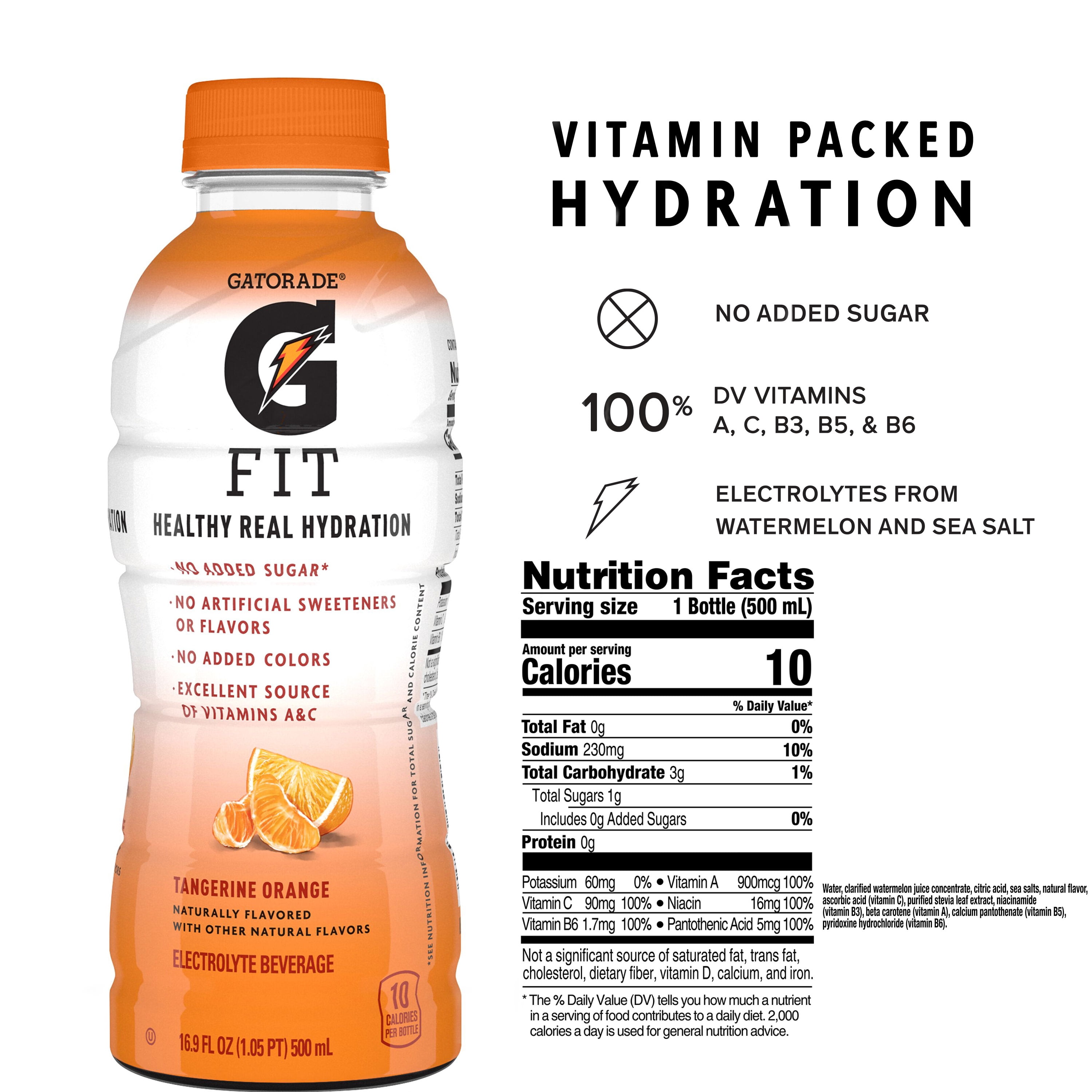Gatorade Fit Tangerine Orange Sports Drink, 16.9 fl oz, 1 Count Bottle