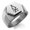 Silver, variant on Stainless Steel Reiki Halu Higher Dimensions Engraved Hexagon Crest Flat Top Biker Style Polished Ring