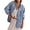 Light Blue Embroidery, variant on Women's Vintage Oversized Denim Jacket Embroidered Graphic Casual Loose Fit Button Down Jean Jacket
