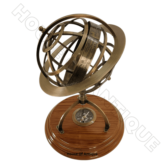 House Of Antique Antique Armillary Sphere Globe – Handmade Brass Nautical Decor for Desktop.