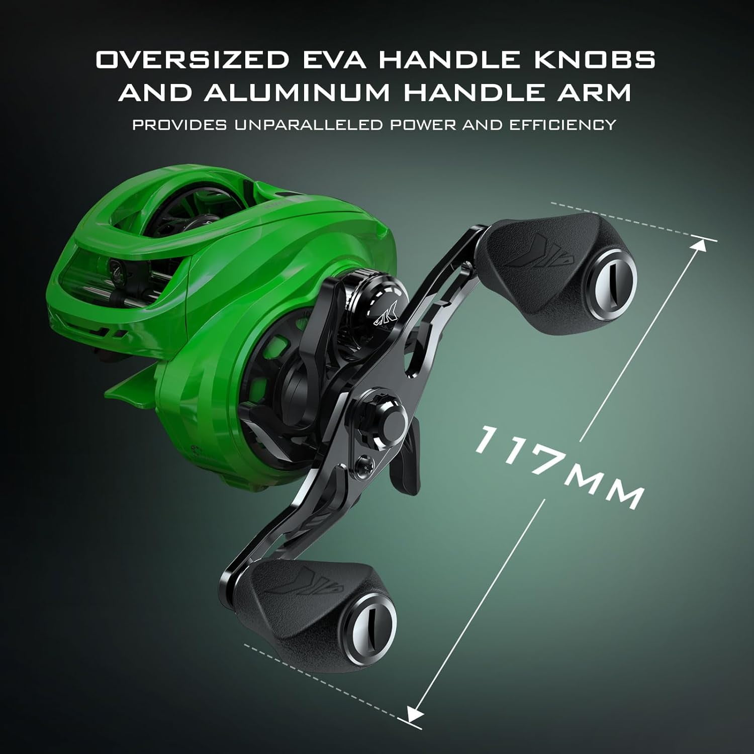 KastKing Left Baitcasting Fishing Reel, Halo XII Magnetic Braking System, 7+1Stainless Steel BB, 7.2:1-Green