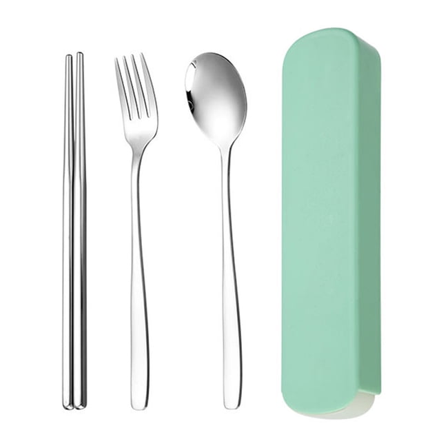 Ensemble de Voyage Portable avec Boîte Vaisselle en Acier Inoxydable Réutilisable pour Pique-Nique, camping et Voyage