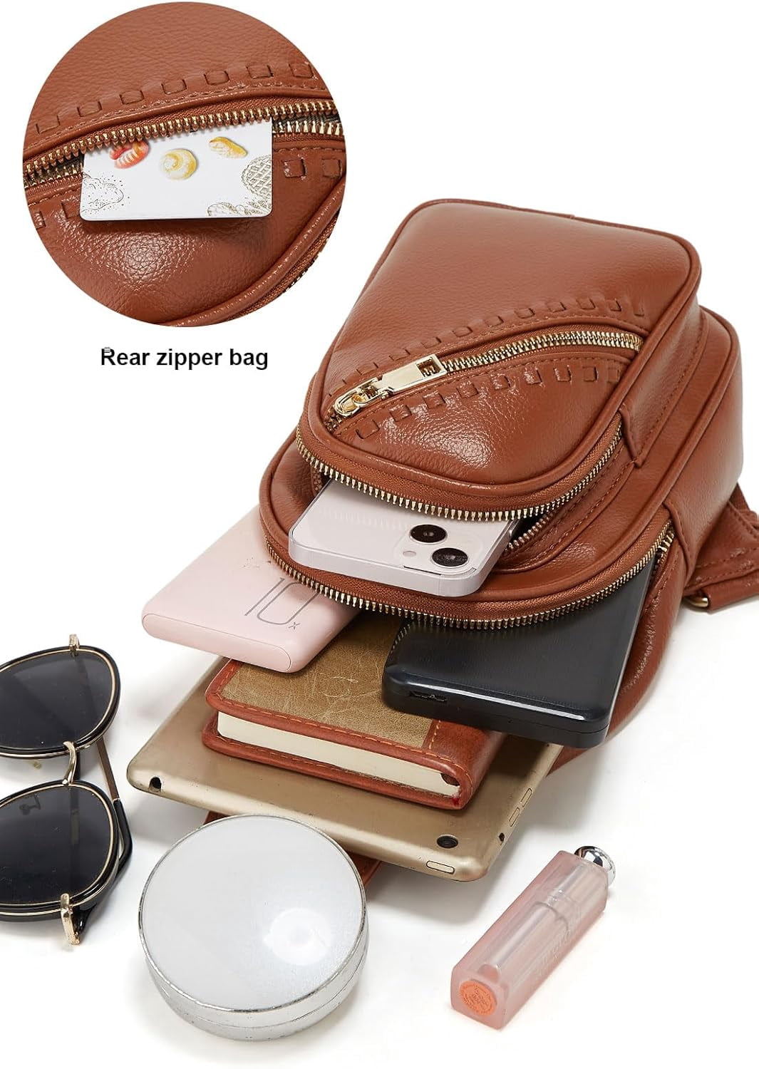 Small Sling Bag for Women, Vegan Leather Fanny Pack Crossbody Bags for Women, Chest Bag With Wide Strap