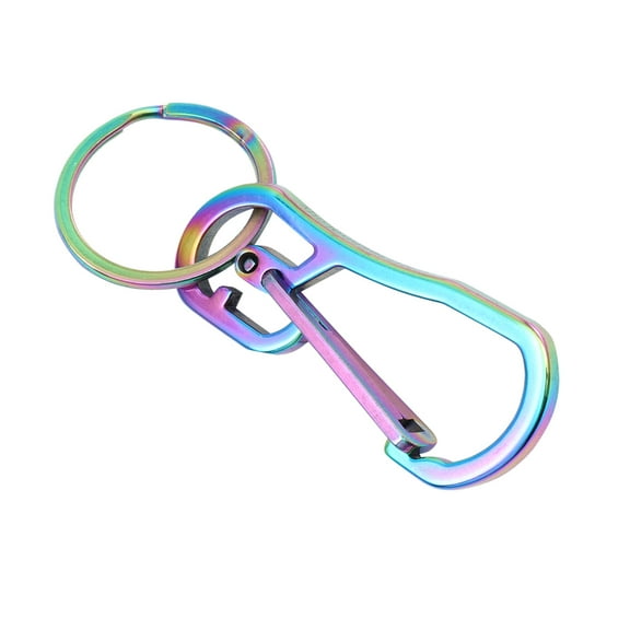 WHAMVOX 1pc Stainless Steel Key Chain Simple Design Metal Key Ring Key Holder for Men Women (Colorful Titanium)