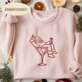 thumbnail image 2 of Santa with Cocktails Embroidered Christmas Sweatshirt, Christmas Drink Shirt, Festive Drink Sweatshirt, Cocktail Christmas Crewneck, 2 of 5