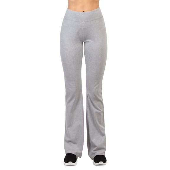 MOPAS Women's Flat Waistband High Waist Flared Bottom Workout Yoga Pants Leggings