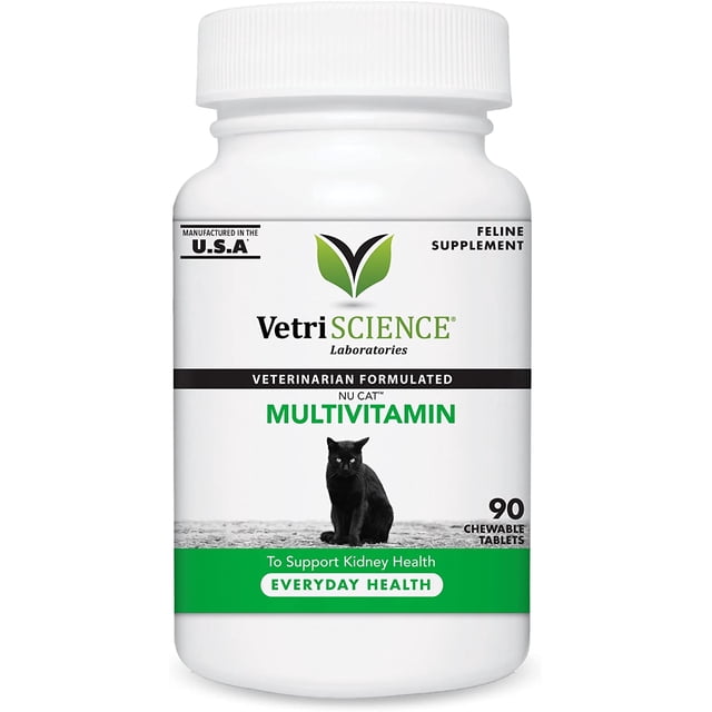 Suplemento Nu Cat Multivitamínico para Gatos Brinda Salud Total de Todas las Edades 90 Tabletas Masticables VETRISCIENCE Laboratories VEL-65777866