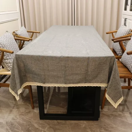 

Touiyu Imitation Cotton Linen Tablecloth Lace 53*82inches Table Cover for Home Decoration