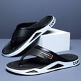 thumbnail image 2 of Rokment Mens Orthopedic Flip Flops Comfortable Non Slip Air Cushion Arch Support Walking Slip on Thong Beach Slippers Barefoot Water Sandals for Indoor Outdoor Black Size 6, 2 of 5