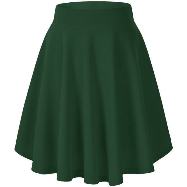 Jupe Patineuse Mini Décontractée Évasée Extensible Basique pour Femmes - Vert